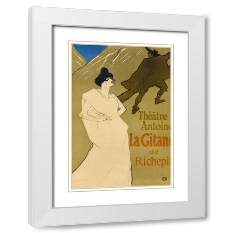 La Gitane White Modern Wood Framed Art Print with Double Matting by Toulouse-Lautrec, Henri de