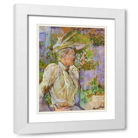 Gabrielle the Dancer White Modern Wood Framed Art Print with Double Matting by Toulouse-Lautrec, Henri de