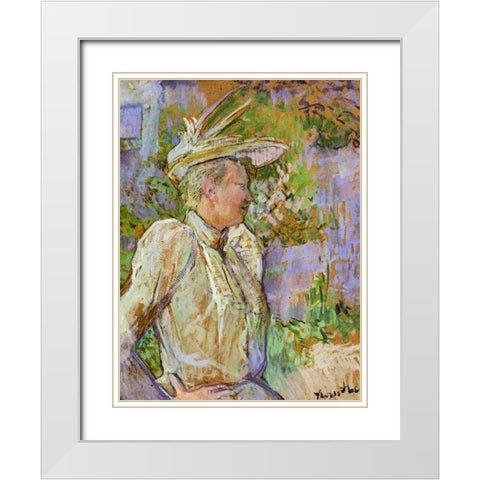 Gabrielle the Dancer White Modern Wood Framed Art Print with Double Matting by Toulouse-Lautrec, Henri de