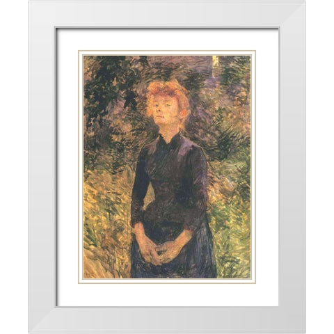 In Batignolles White Modern Wood Framed Art Print with Double Matting by Toulouse-Lautrec, Henri de