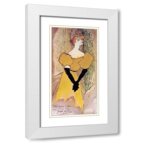 Yvette Guilbert White Modern Wood Framed Art Print with Double Matting by Toulouse-Lautrec, Henri de