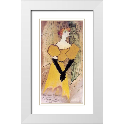 Yvette Guilbert White Modern Wood Framed Art Print with Double Matting by Toulouse-Lautrec, Henri de
