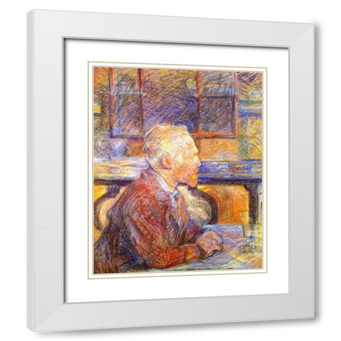 Portrait of Vincent van Gogh White Modern Wood Framed Art Print with Double Matting by Toulouse-Lautrec, Henri de
