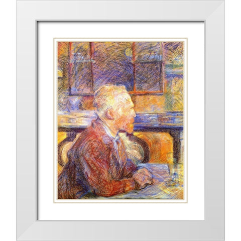 Portrait of Vincent van Gogh White Modern Wood Framed Art Print with Double Matting by Toulouse-Lautrec, Henri de