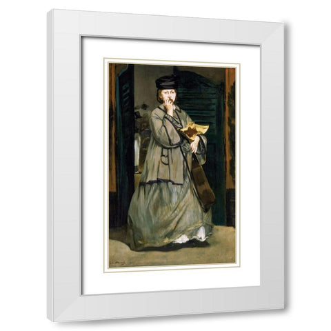Street Singer White Modern Wood Framed Art Print with Double Matting by Manet, Edouard