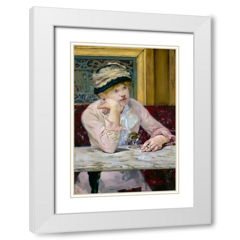 Plum Brandy White Modern Wood Framed Art Print with Double Matting by Manet, Edouard