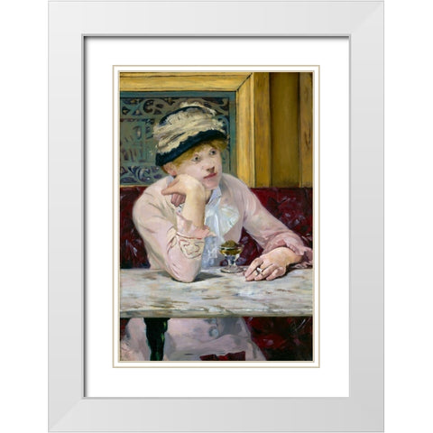 Plum Brandy White Modern Wood Framed Art Print with Double Matting by Manet, Edouard