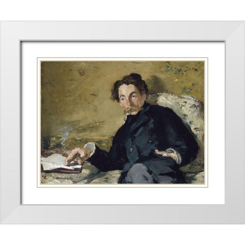 StÃ©phane MallarmÃ© White Modern Wood Framed Art Print with Double Matting by Manet, Edouard