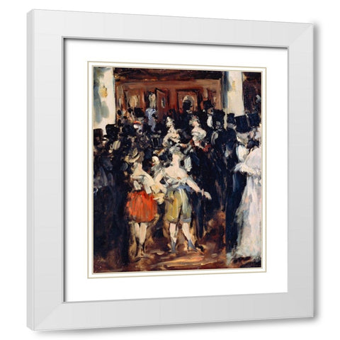 Masked Ball at the Opera White Modern Wood Framed Art Print with Double Matting by Manet, Edouard