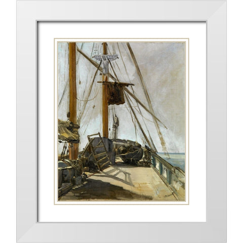 The ships deck White Modern Wood Framed Art Print with Double Matting by Manet, Edouard
