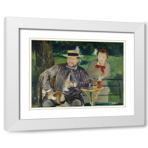 Portrait d Ernest Hosched et sa fille Marthe White Modern Wood Framed Art Print with Double Matting by Manet, Edouard
