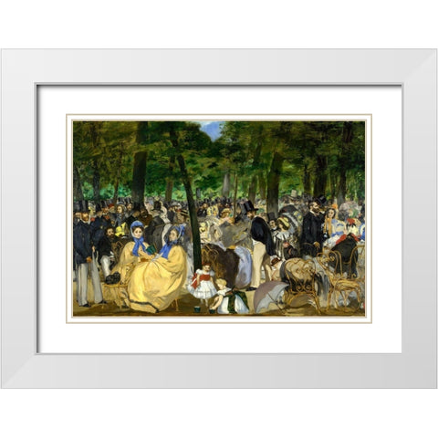 Music in the Tuileries White Modern Wood Framed Art Print with Double Matting by Manet, Edouard