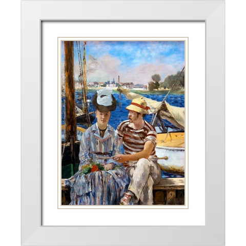 Argenteuil White Modern Wood Framed Art Print with Double Matting by Manet, Edouard