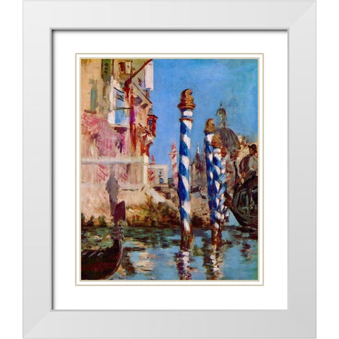 Grand Canal in Venice White Modern Wood Framed Art Print with Double Matting by Manet, Edouard