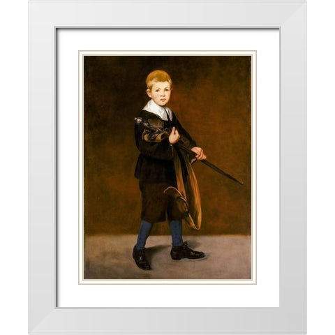 The Child with the Sword White Modern Wood Framed Art Print with Double Matting by Manet, Edouard