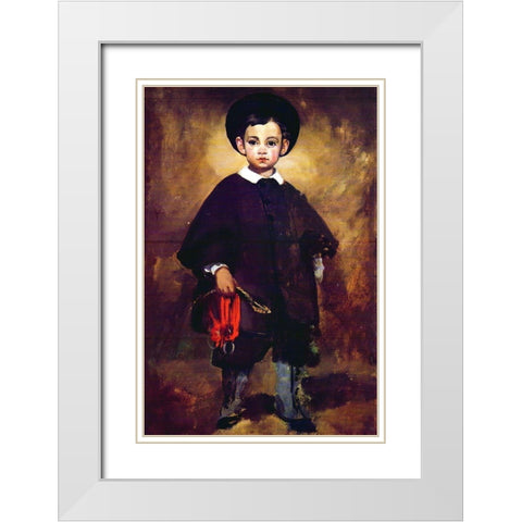 Little Lange White Modern Wood Framed Art Print with Double Matting by Manet, Edouard