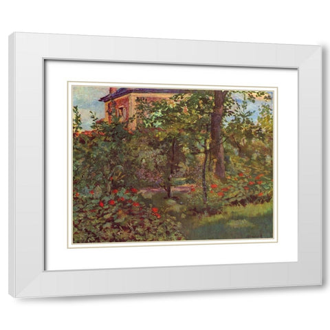 A corner in Bellevues garden White Modern Wood Framed Art Print with Double Matting by Manet, Edouard