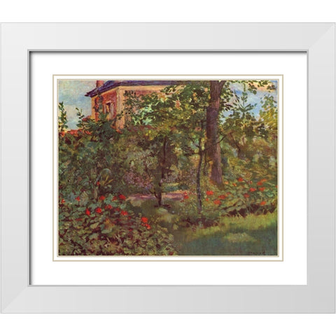 A corner in Bellevues garden White Modern Wood Framed Art Print with Double Matting by Manet, Edouard