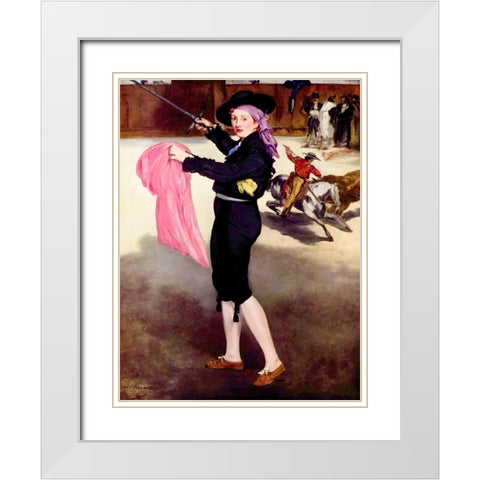 Mademoiselle V. in the Costume of an Espada White Modern Wood Framed Art Print with Double Matting by Manet, Edouard