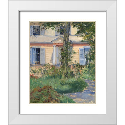 House in Rueil White Modern Wood Framed Art Print with Double Matting by Manet, Edouard