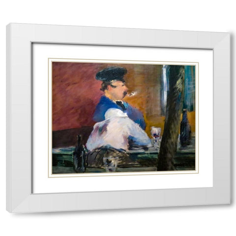 The Bar White Modern Wood Framed Art Print with Double Matting by Manet, Edouard