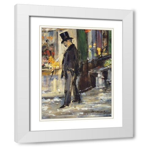 Promeneur White Modern Wood Framed Art Print with Double Matting by Manet, Edouard
