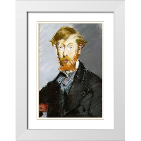 George Moore White Modern Wood Framed Art Print with Double Matting by Manet, Edouard
