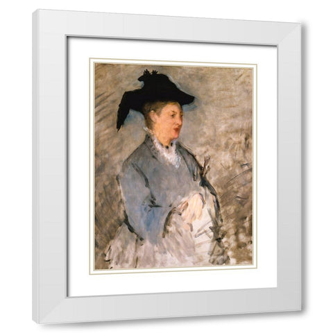 Madame Edouard ManetÂ  White Modern Wood Framed Art Print with Double Matting by Manet, Edouard