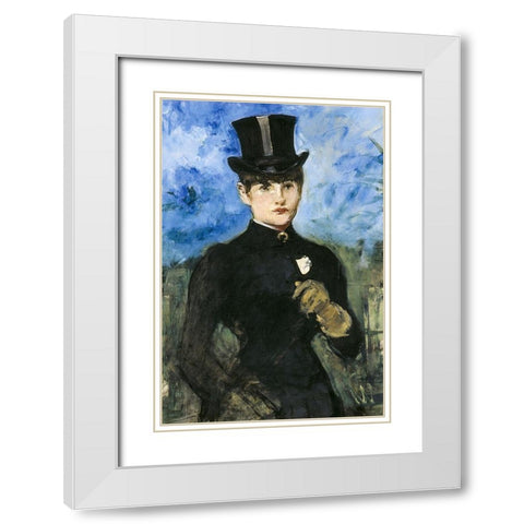 Horsewoman, Fullface White Modern Wood Framed Art Print with Double Matting by Manet, Edouard