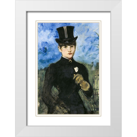 Horsewoman, Fullface White Modern Wood Framed Art Print with Double Matting by Manet, Edouard