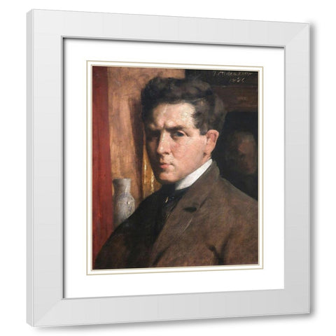 Self Portrait White Modern Wood Framed Art Print with Double Matting by Weir, J Alden