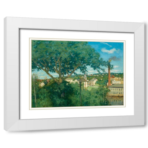 The Factory Village White Modern Wood Framed Art Print with Double Matting by Weir, J Alden