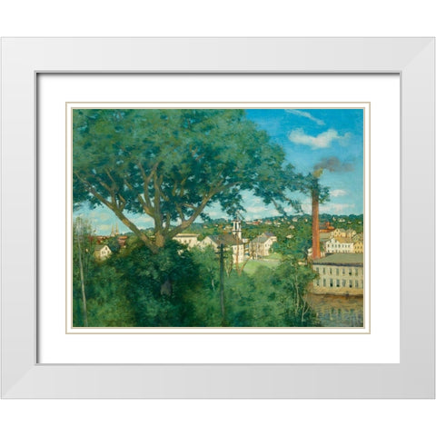The Factory Village White Modern Wood Framed Art Print with Double Matting by Weir, J Alden