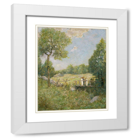 The Fishing Party White Modern Wood Framed Art Print with Double Matting by Weir, J Alden