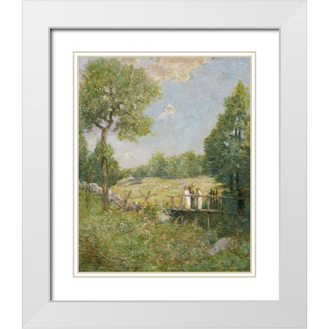 The Fishing Party White Modern Wood Framed Art Print with Double Matting by Weir, J Alden