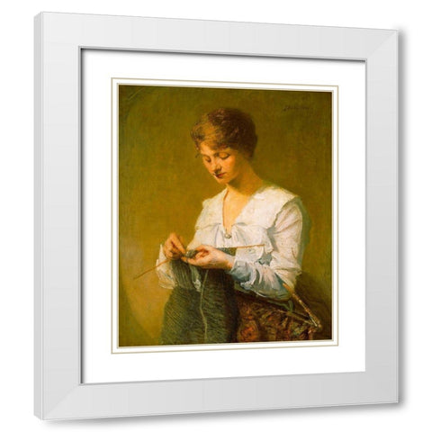 Knitting for Soldiers White Modern Wood Framed Art Print with Double Matting by Weir, J Alden