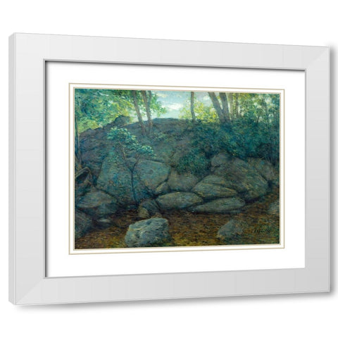 Woodland Rocks White Modern Wood Framed Art Print with Double Matting by Weir, J Alden
