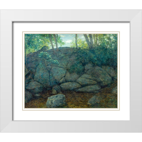 Woodland Rocks White Modern Wood Framed Art Print with Double Matting by Weir, J Alden