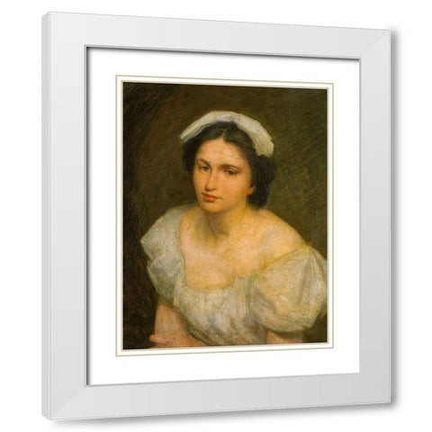 An Alsatian Girl White Modern Wood Framed Art Print with Double Matting by Weir, J Alden