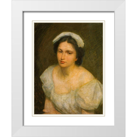 An Alsatian Girl White Modern Wood Framed Art Print with Double Matting by Weir, J Alden