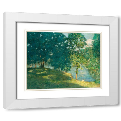 Afternoon by the Pond White Modern Wood Framed Art Print with Double Matting by Weir, J Alden