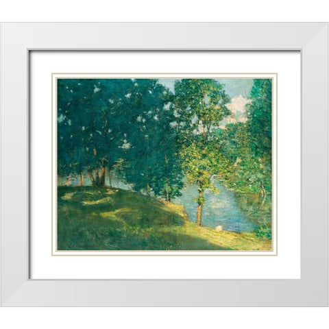 Afternoon by the Pond White Modern Wood Framed Art Print with Double Matting by Weir, J Alden