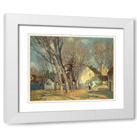 Windham Village White Modern Wood Framed Art Print with Double Matting by Weir, J Alden