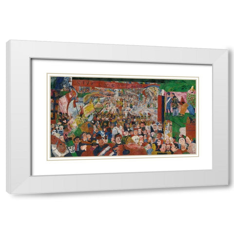 Christs Entry into Brussels in 1889 White Modern Wood Framed Art Print with Double Matting by Ensor, James