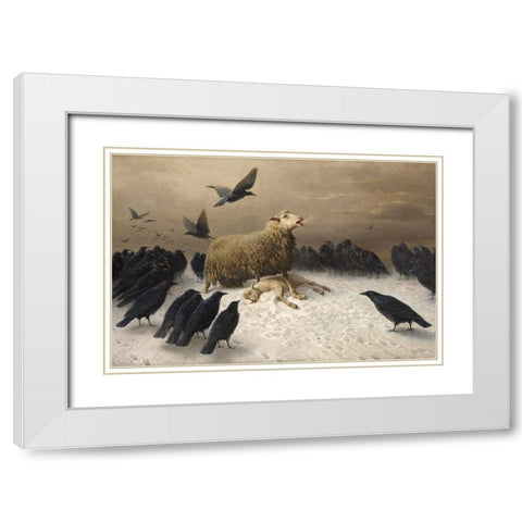 Anguish White Modern Wood Framed Art Print with Double Matting by Schenck, August Friedrich