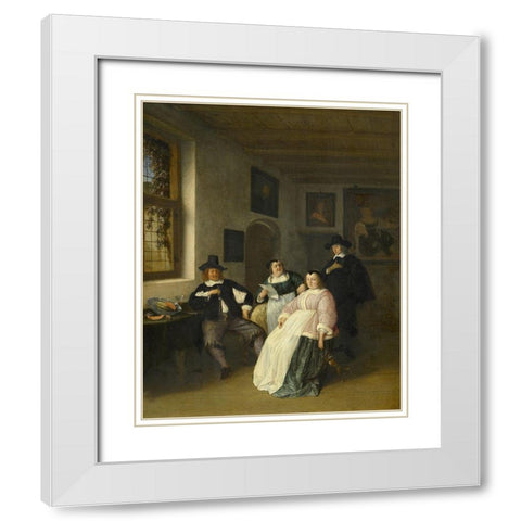 The De Goyer family and the painter White Modern Wood Framed Art Print with Double Matting by Ostade, Adriaen van