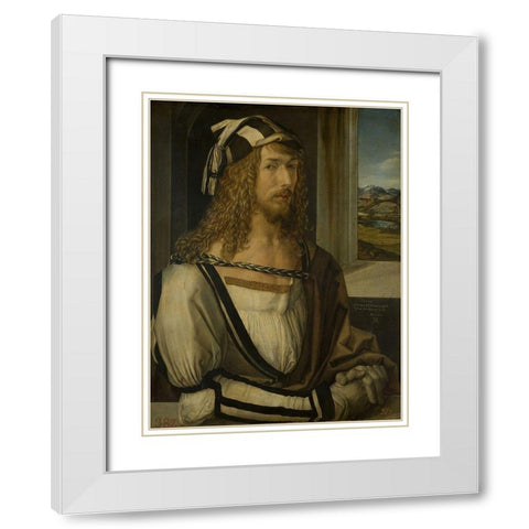 Self-portrait White Modern Wood Framed Art Print with Double Matting by Durer, Albrecht