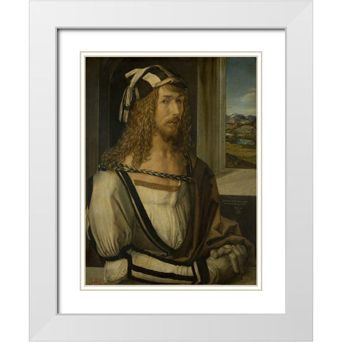 Self-portrait White Modern Wood Framed Art Print with Double Matting by Durer, Albrecht