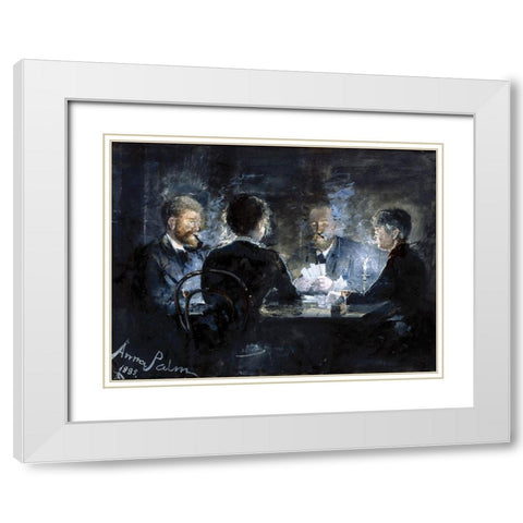 A game of Lhombre in Brondums Hotel White Modern Wood Framed Art Print with Double Matting by Palm de Rosa, Anna