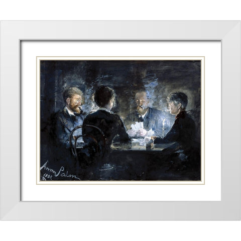 A game of Lhombre in Brondums Hotel White Modern Wood Framed Art Print with Double Matting by Palm de Rosa, Anna